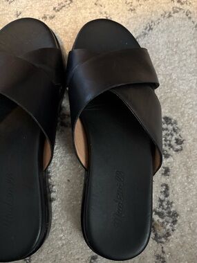 Madewell Black Crisscross Leather Slide Sandals